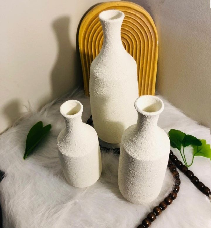 Picture of HHAV0010 - Pottery Vase 3 Pieces - Off-white