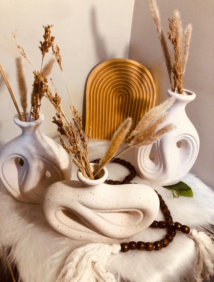 Picture of HHAV0030 - Pottery Vase 3 Pieces - Off-white