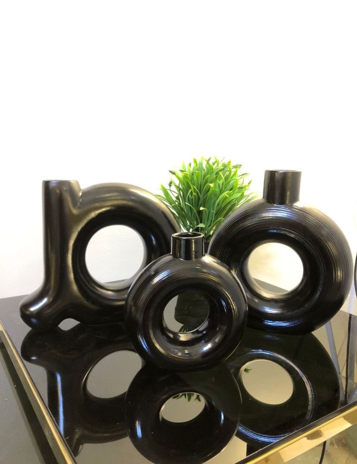 Picture of HHAV0032 - Pottery Vase 3 Pieces - Black