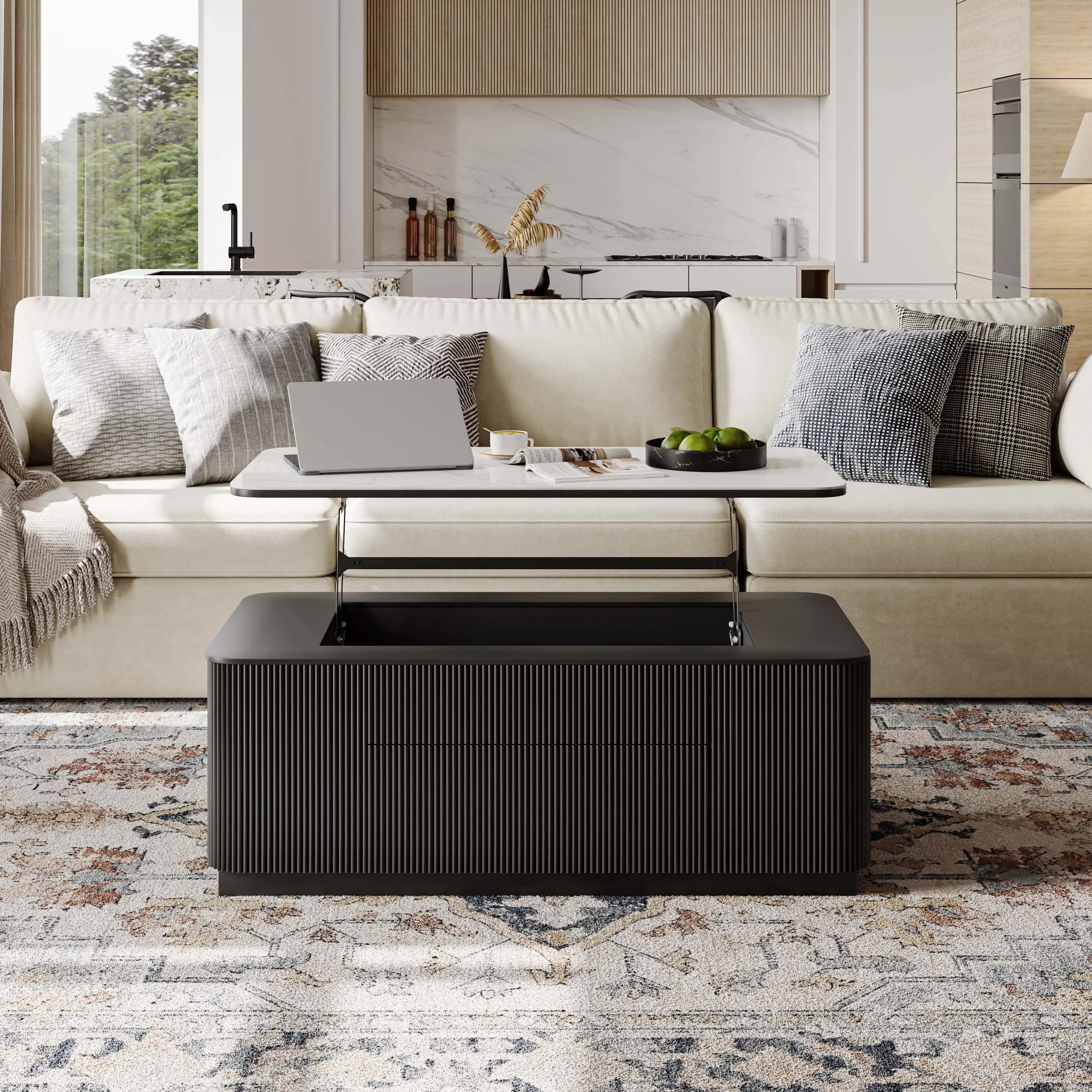 Picture of FTT009 - A central table made of wood, paints, and MDF equipped with a mechanism