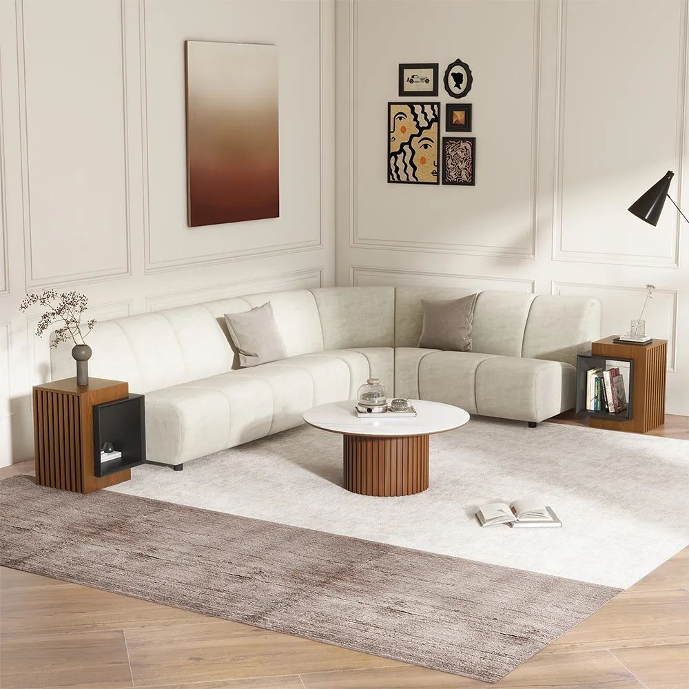 Picture of FTST003 - side table musky wood  Brown & gray