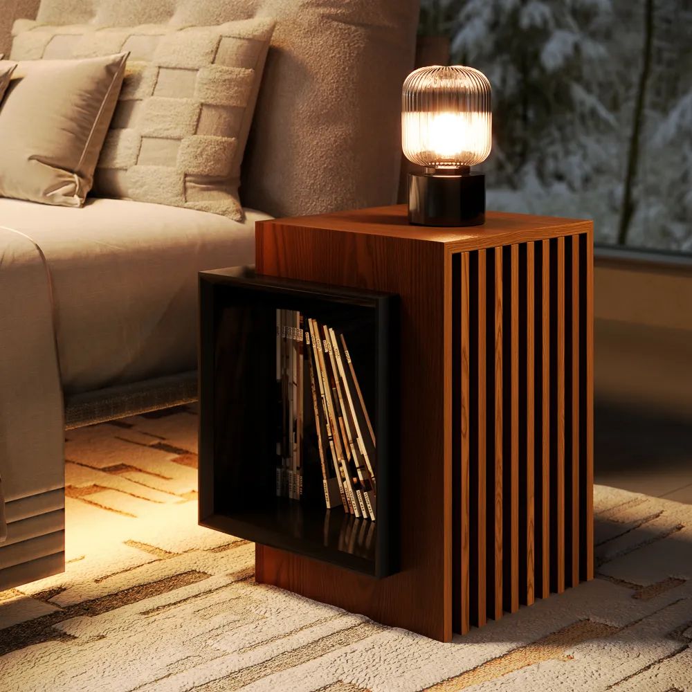 Picture of FTST003 - side table musky wood  Brown & gray
