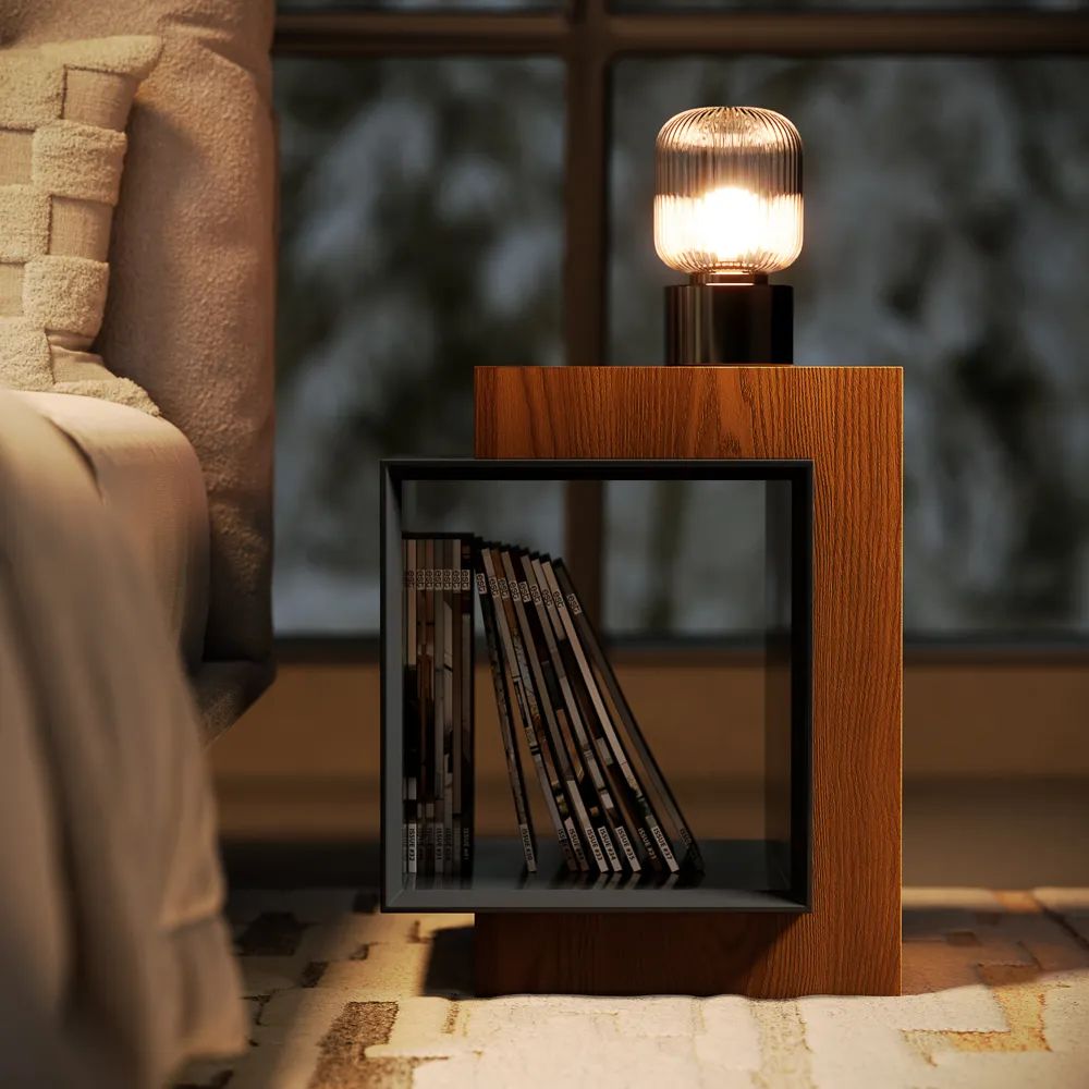 Picture of FTST003 - side table musky wood  Brown & gray