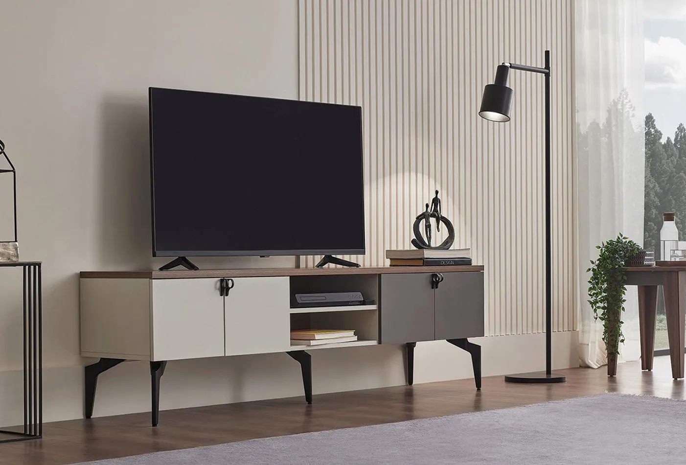 Picture of HUTV003 - Tv unit MDF - Gray, off-white