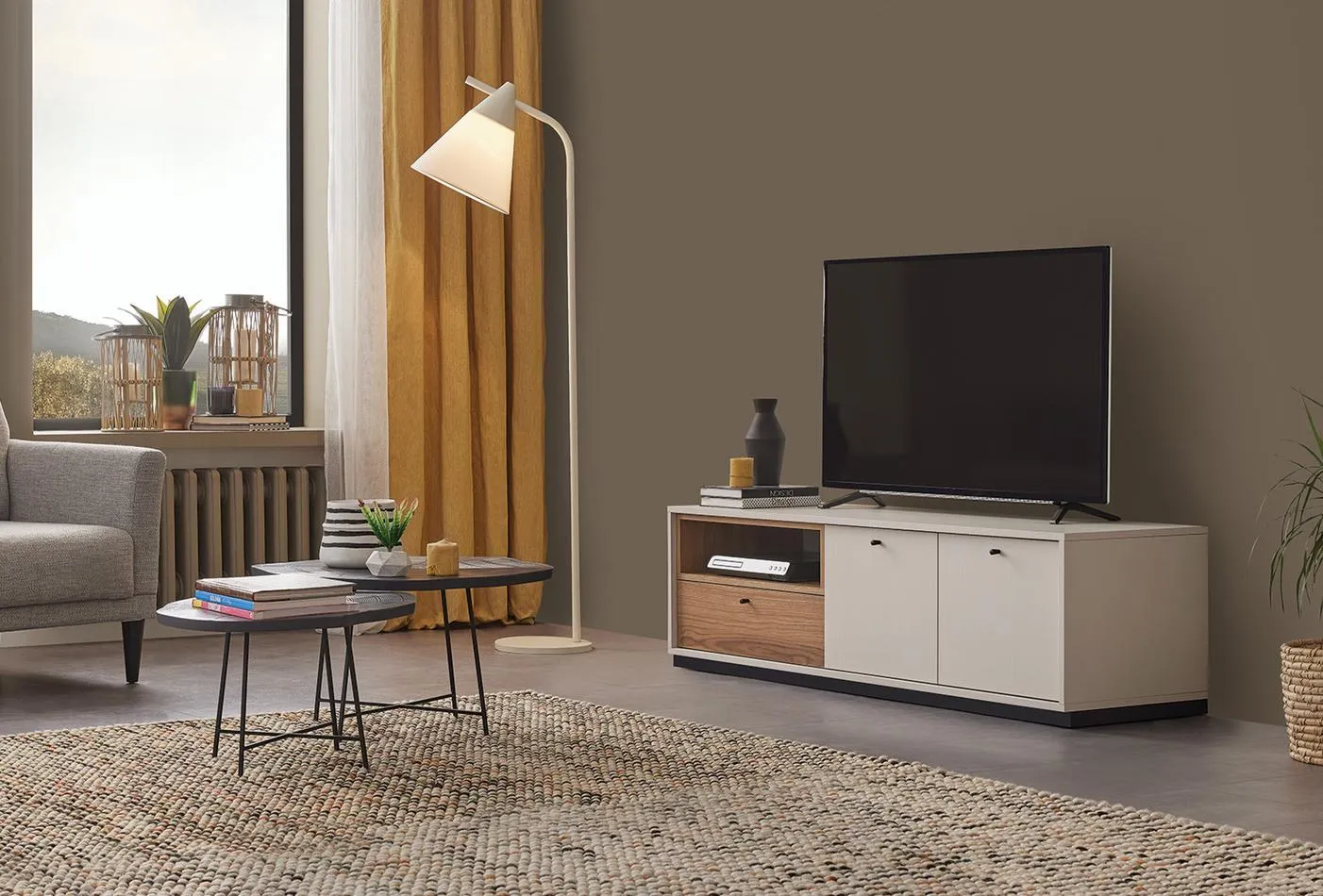 Picture of HUTV006 - Tv unit MDF Off-white wood