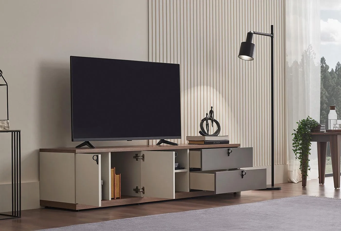 Picture of HUTV008 - Tv unit MDF Off-white , gray