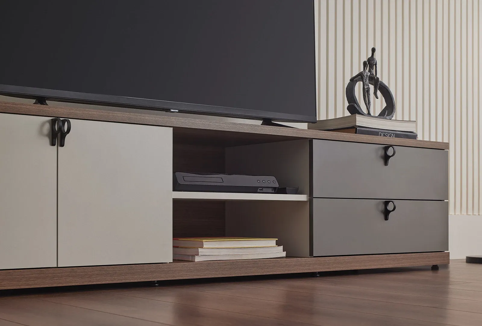 Picture of HUTV008 - Tv unit MDF Off-white , gray