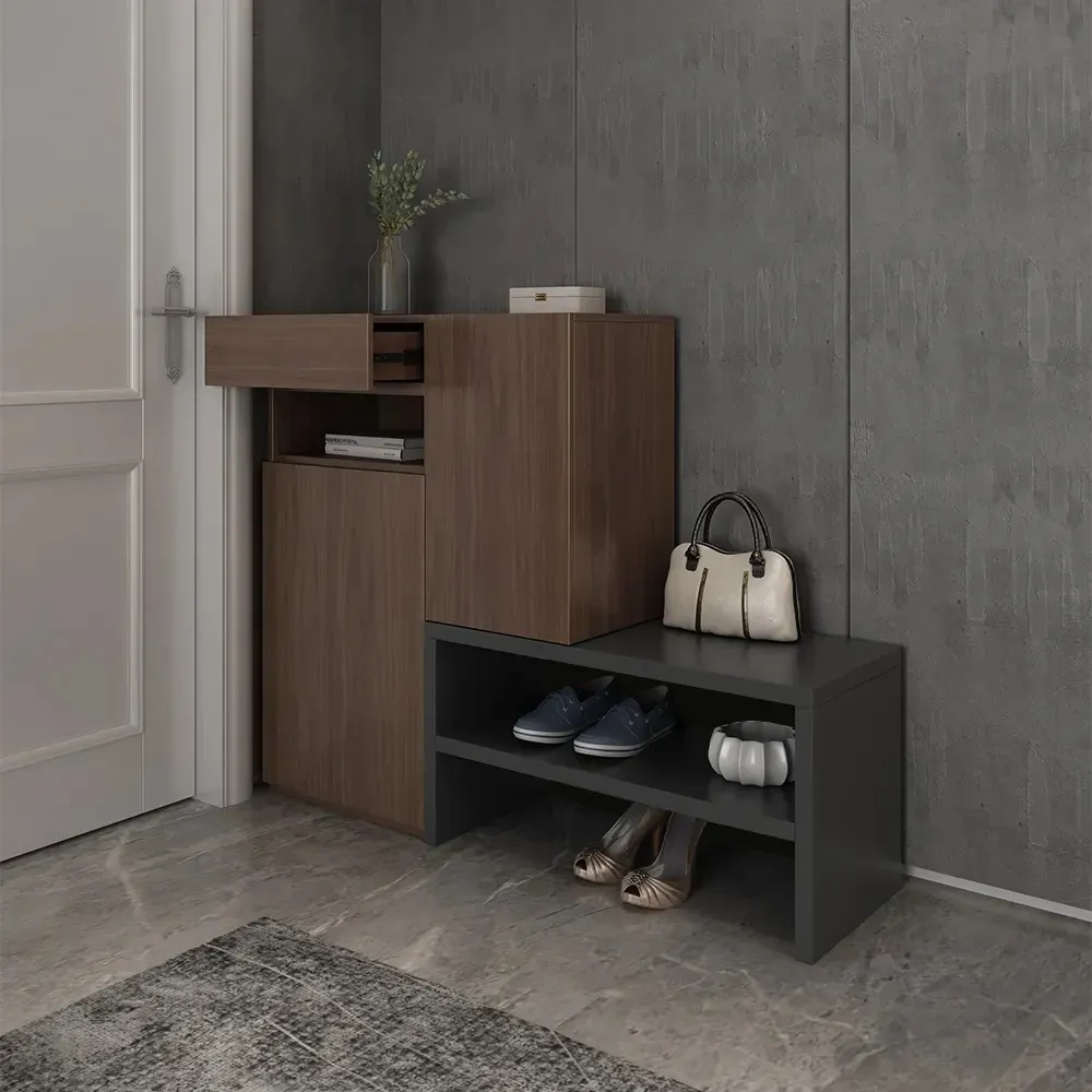 Picture of HSR002 - shoe cabinet in wood and gray MDF