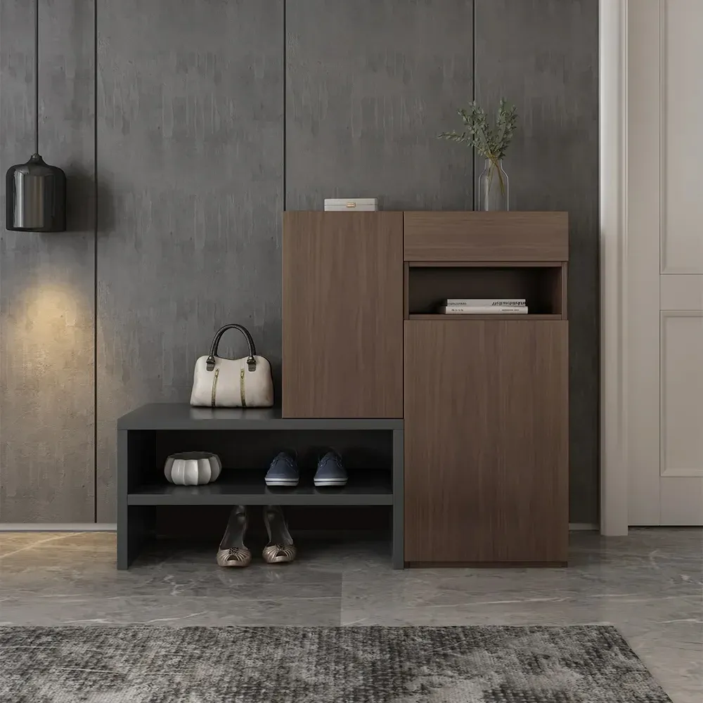 Picture of HSR002 - shoe cabinet in wood and gray MDF