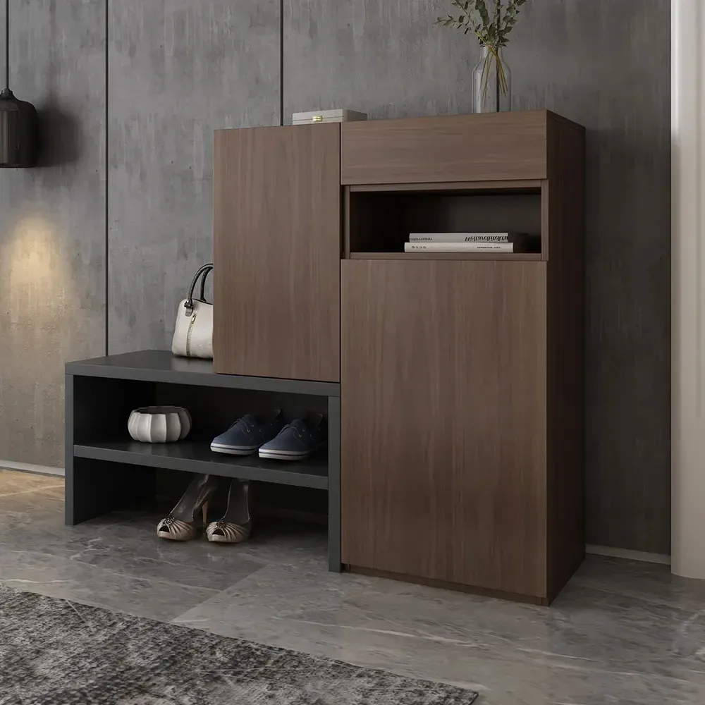 Picture of HSR002 - shoe cabinet in wood and gray MDF