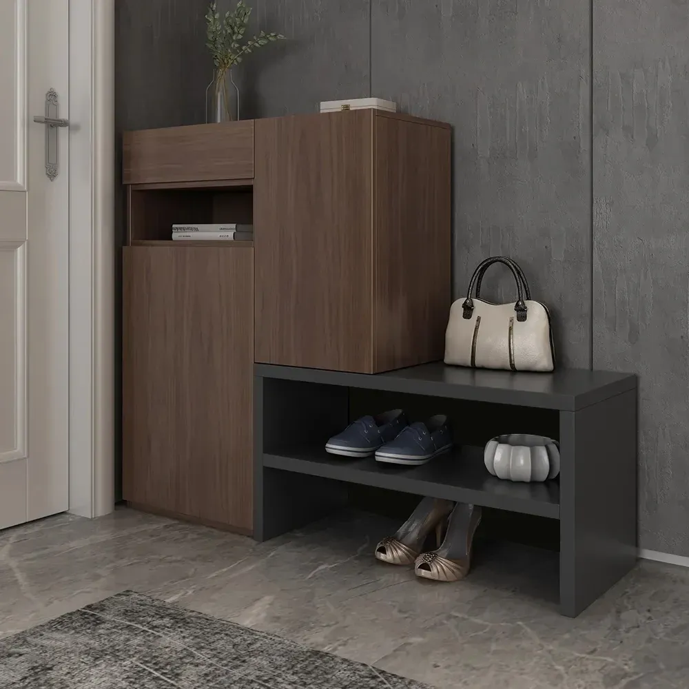 Picture of HSR002 - shoe cabinet in wood and gray MDF