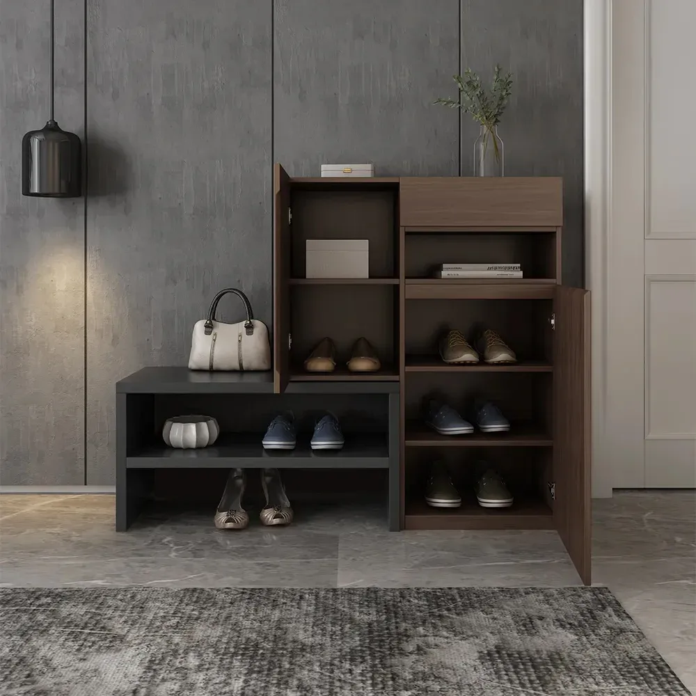 Picture of HSR002 - shoe cabinet in wood and gray MDF