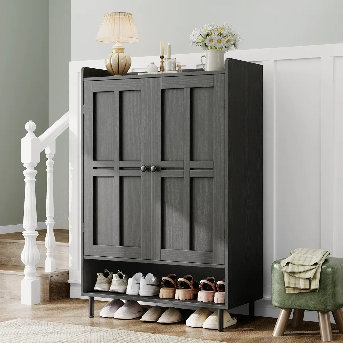 Picture of HSR005 - shoe cabinet in wooden gray MDF