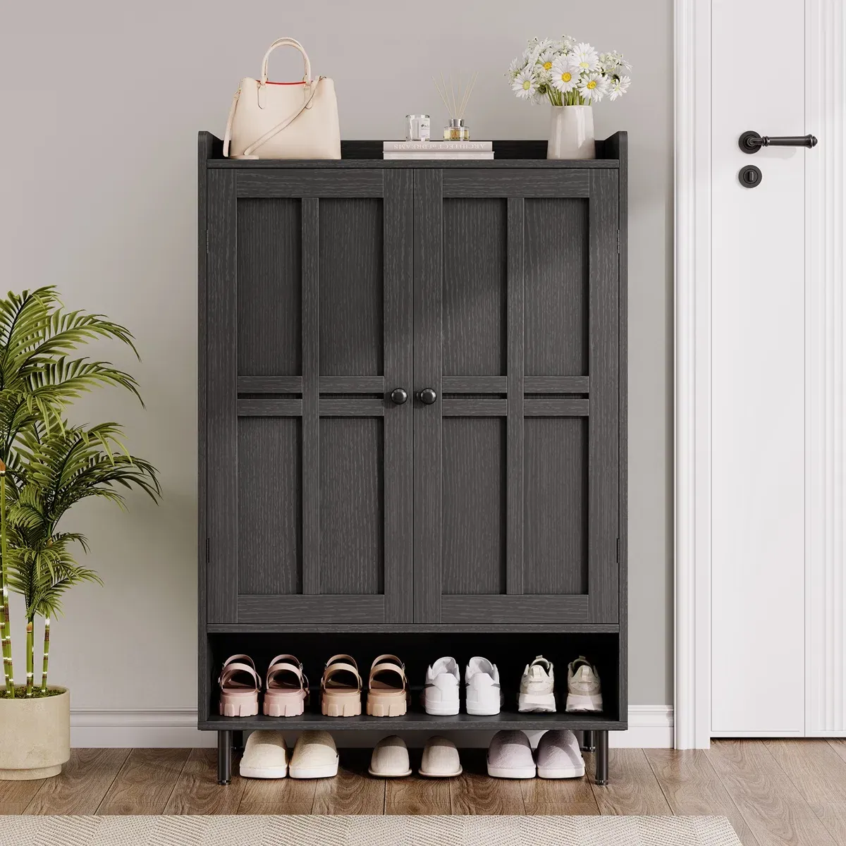 Picture of HSR005 - shoe cabinet in wooden gray MDF