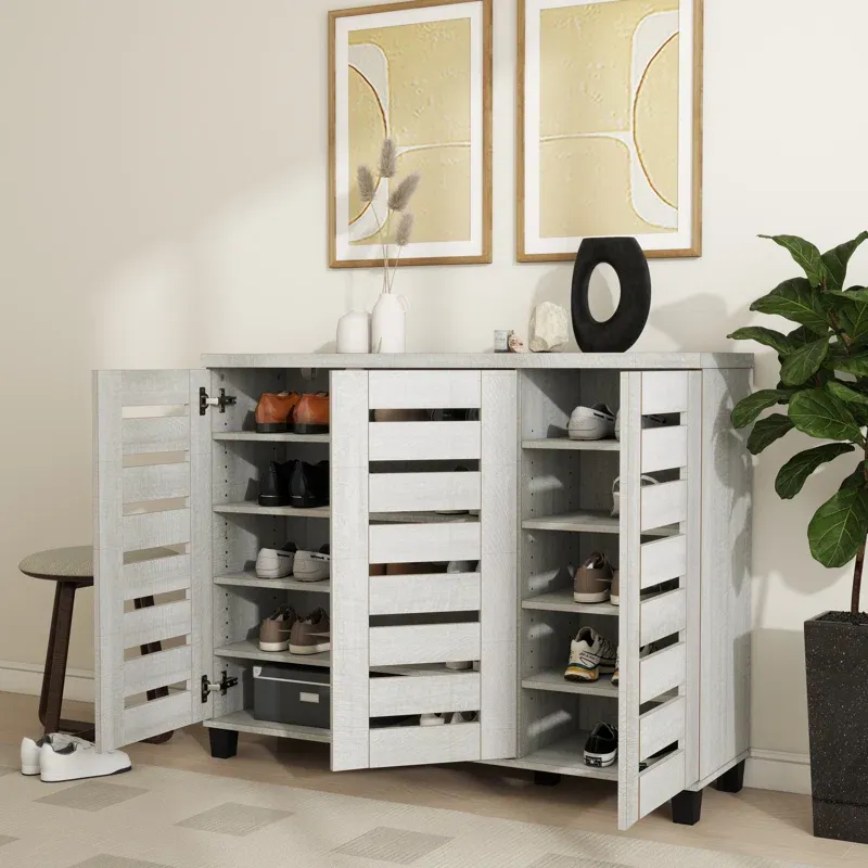 Picture of HSR006 - shoe cabinet in wooden  gray MDF