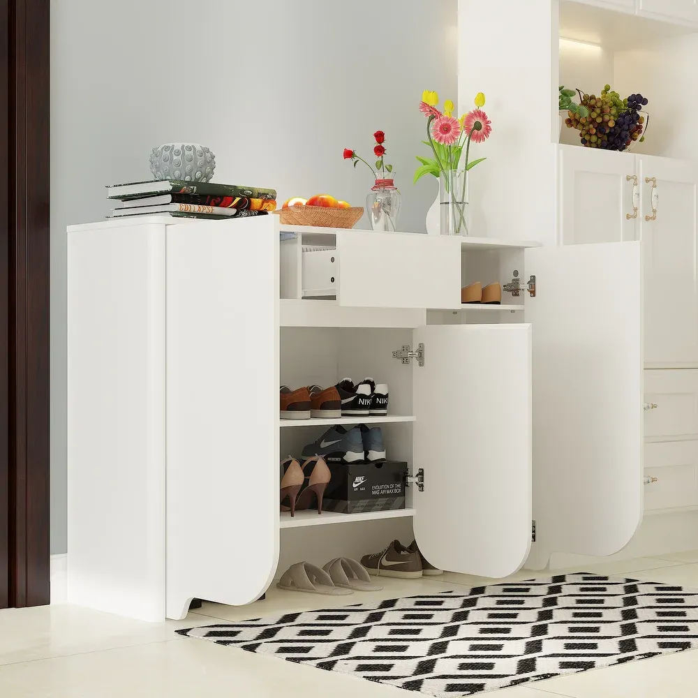 Picture of HSR007 - shoe cabinet in off-white MDF
