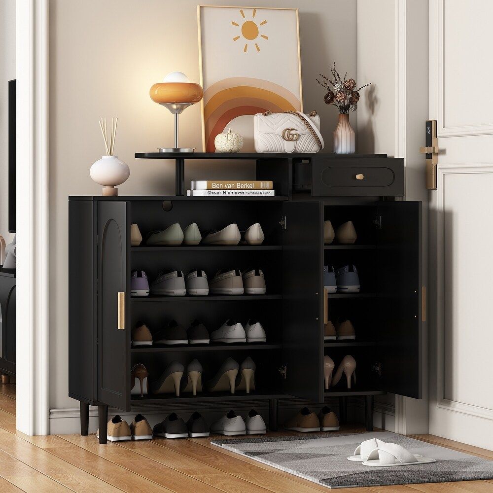 Picture of HSR008 - shoe cabinet in black MDF