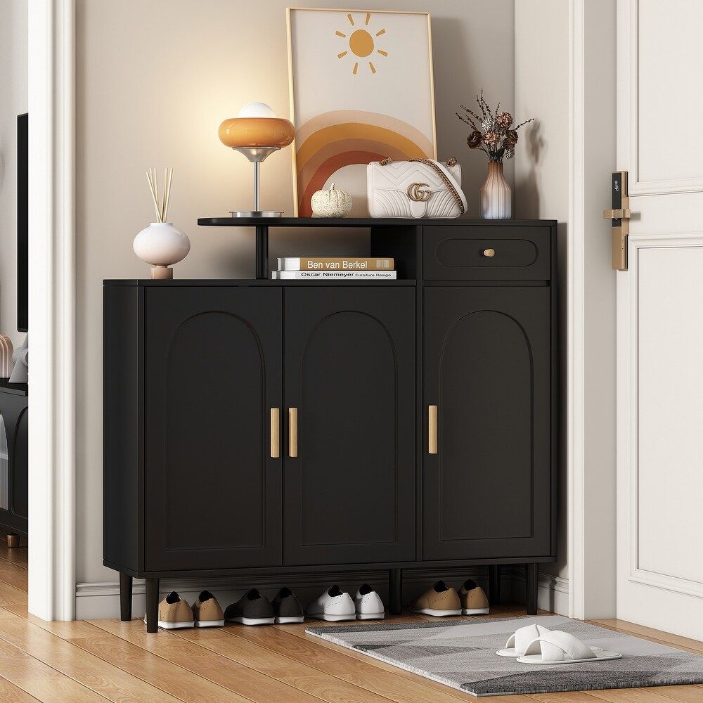 Picture of HSR008 - shoe cabinet in black MDF