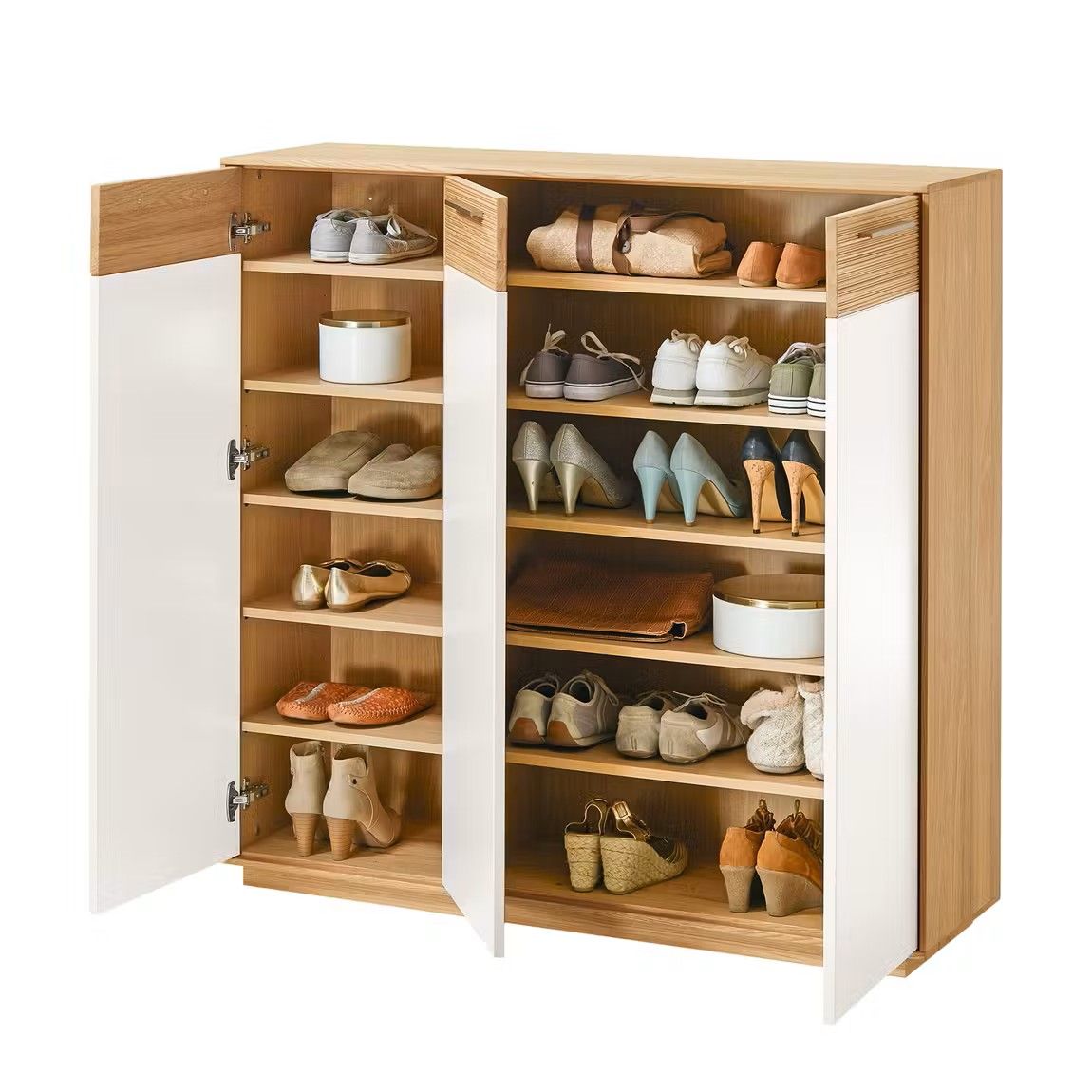 Picture of HSR009 - shoe cabinet in wood and whit MDF