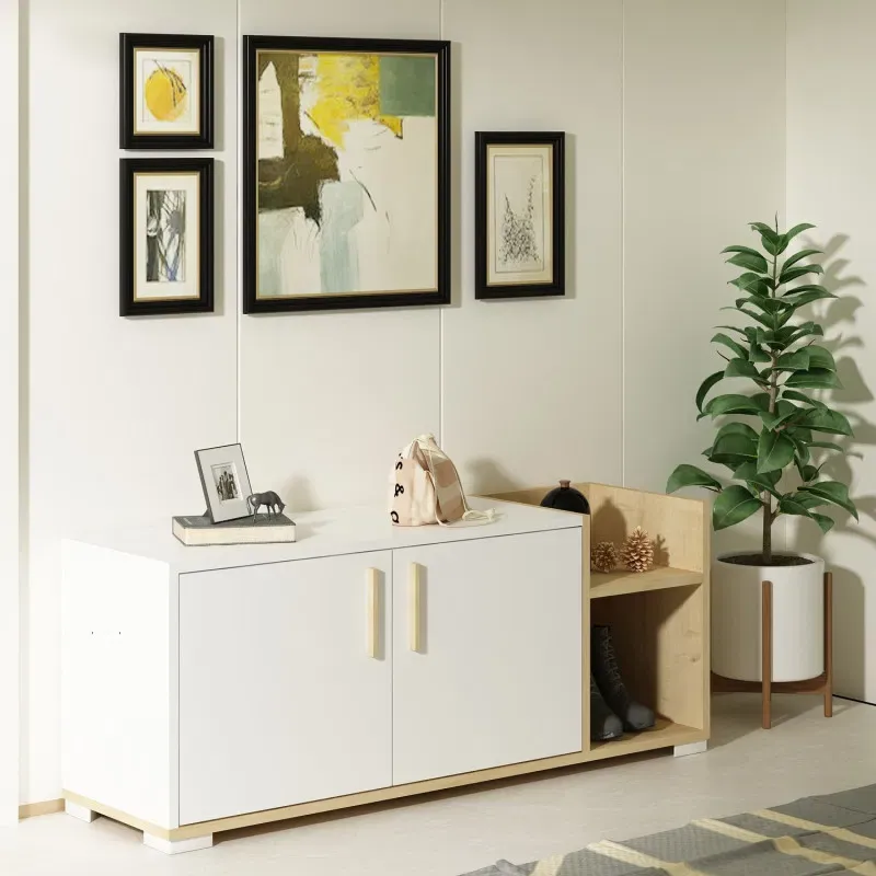 Picture of HSR0010 - shoe cabinet in wooden and  white MDF