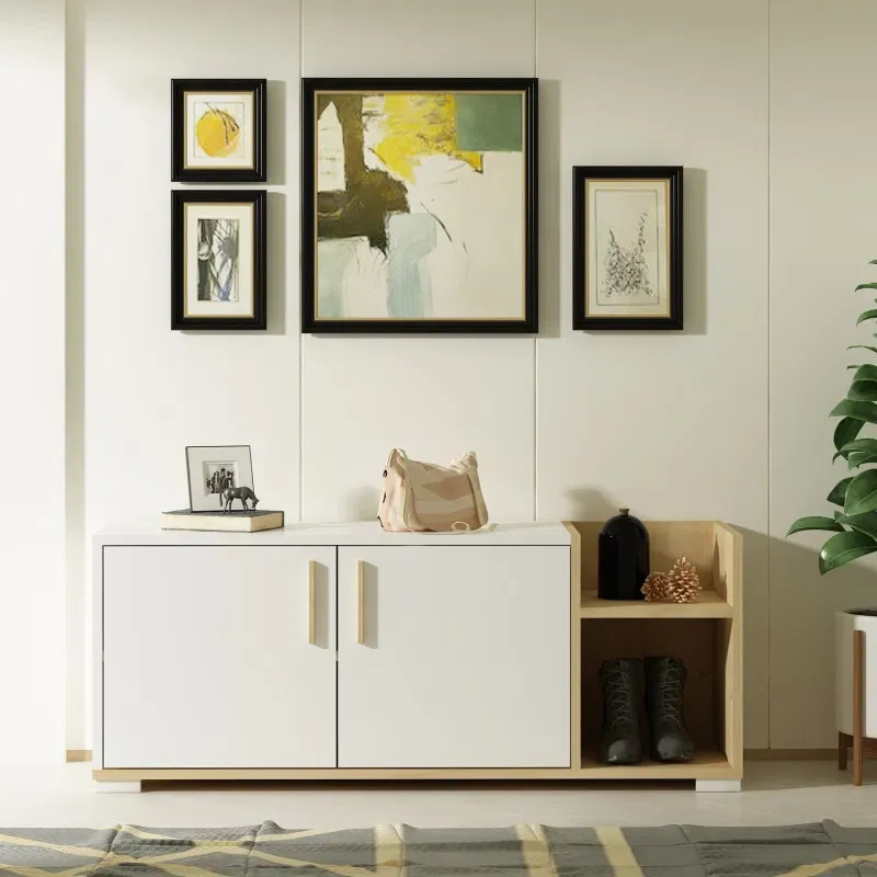 Picture of HSR0010 - shoe cabinet in wooden and  white MDF