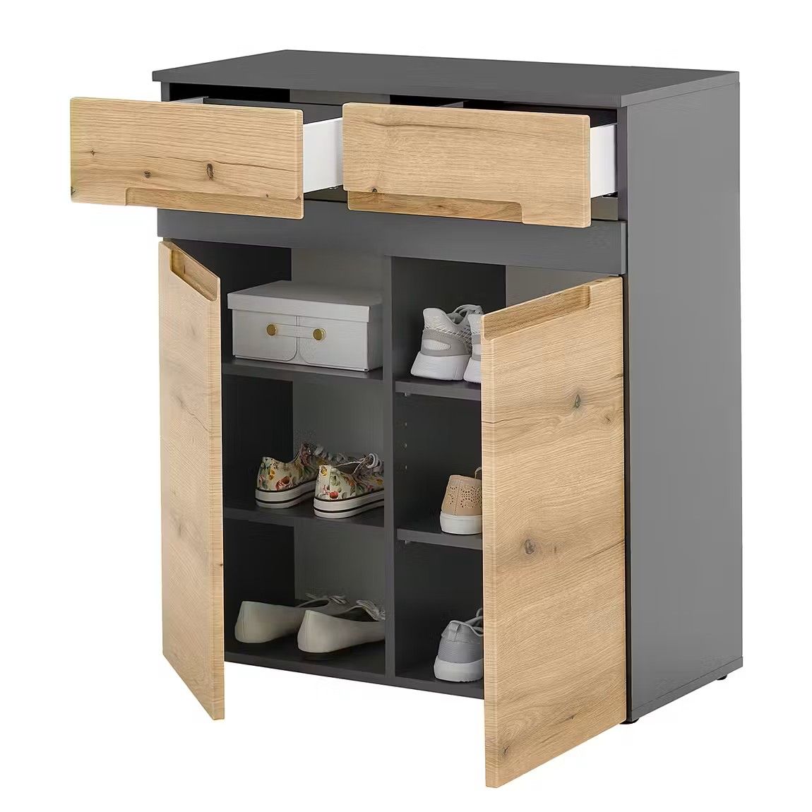 Picture of HSR0012 - shoe cabinet in wooden and gray MDF
