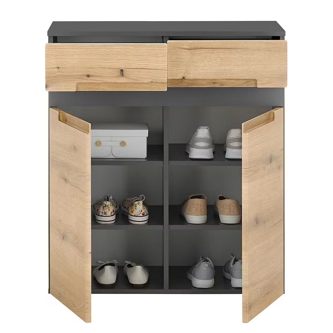 Picture of HSR0012 - shoe cabinet in wooden and gray MDF
