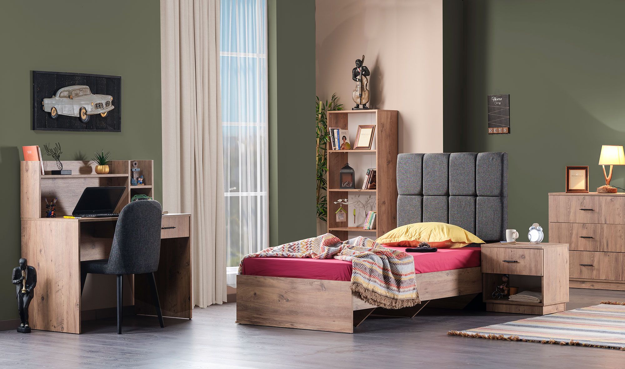 Picture of FBCB004 - Children's bedroom set 6 pieces - wooden and multiple colors