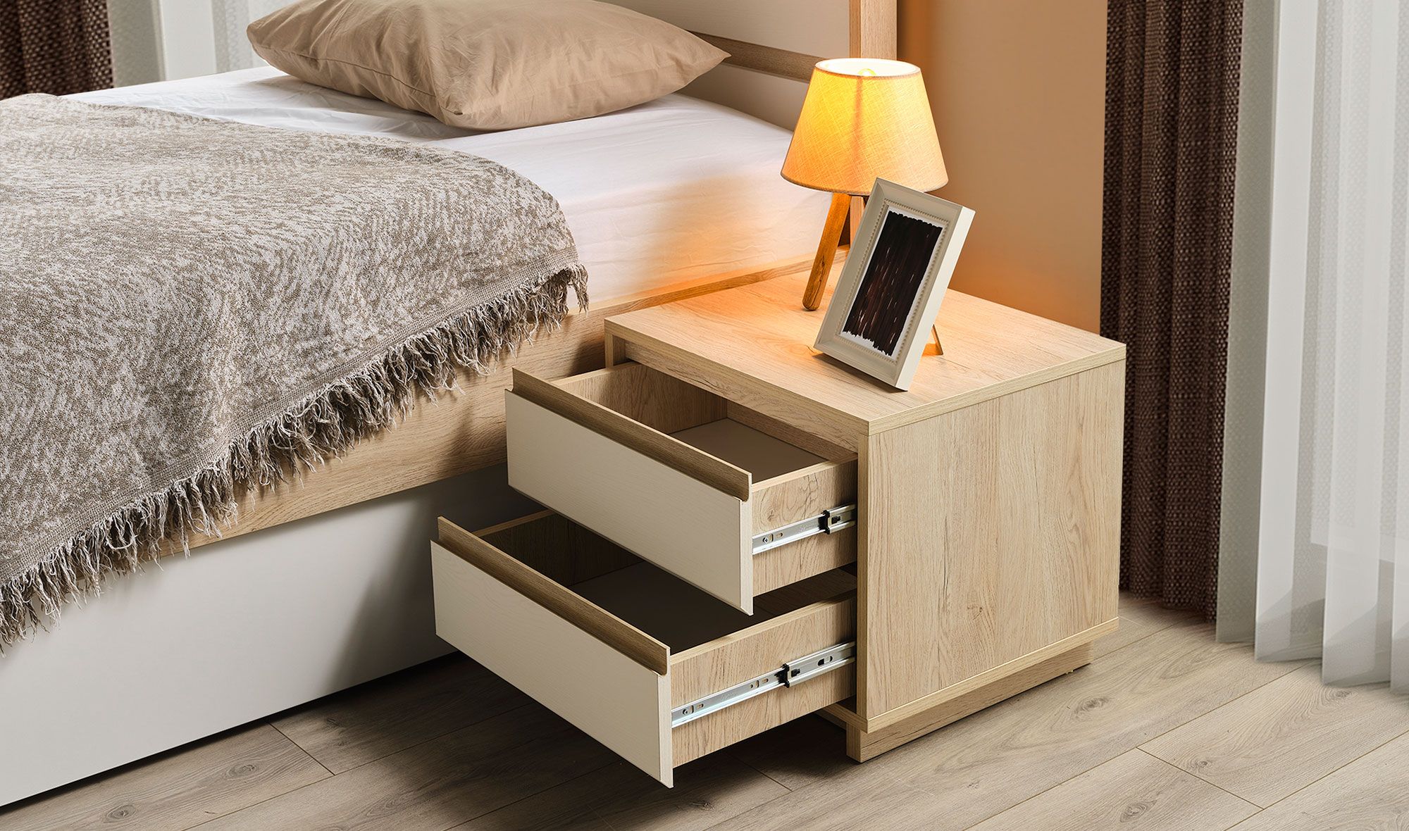 Picture of FBCB002 - Children's bedroom set 6 pieces - white and wooden color