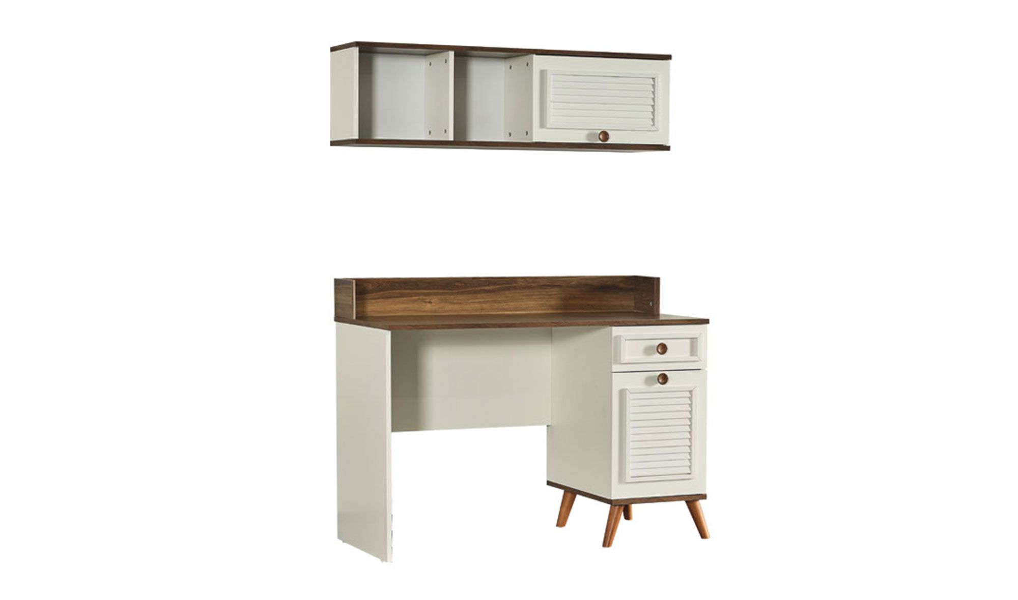 Picture of FBCB006 - Children's bedroom set 7 pieces - white and wooden color