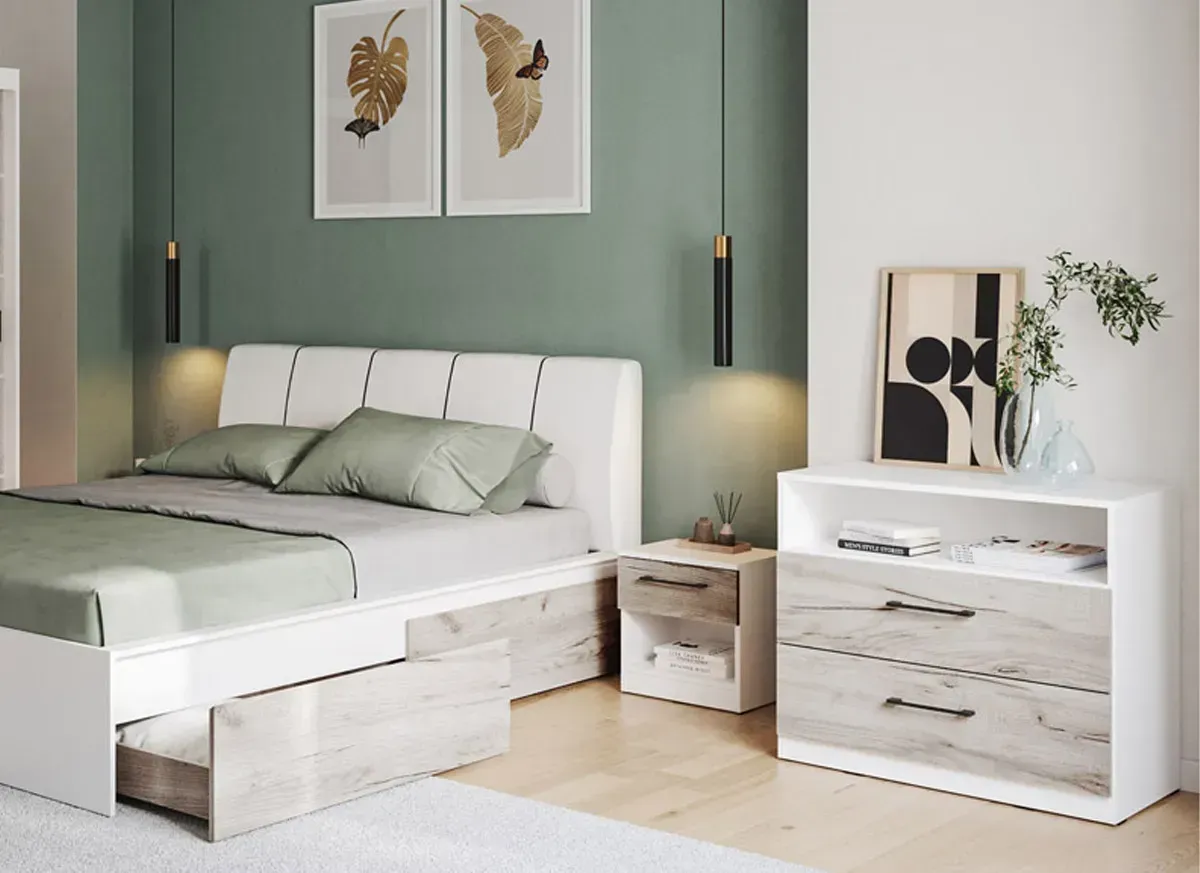 Picture of FBCB009 - Children's bedroom set 4 pieces - white and wooden color